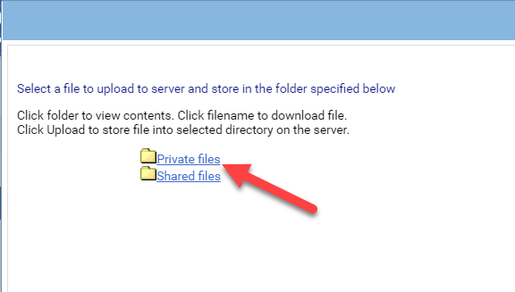 Upload to your Private Files